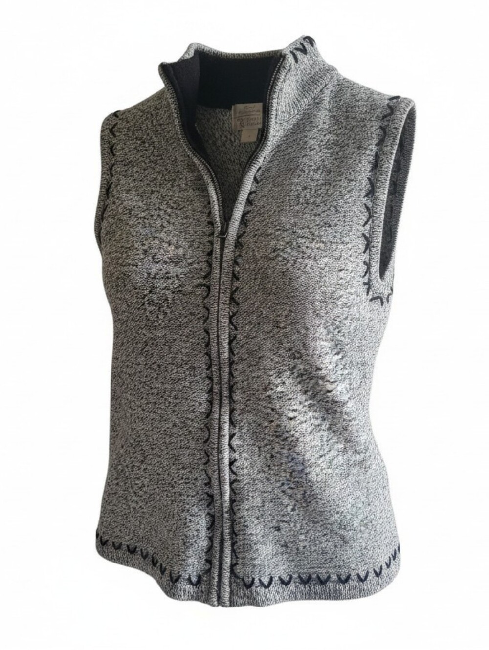 Christopher & Banks Black and Gray Knit Vest